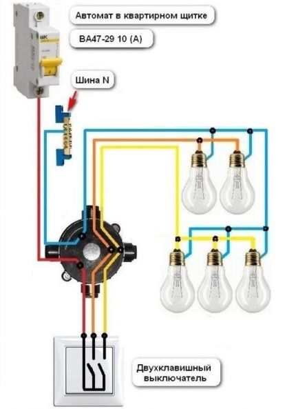 Схема подключения двухклавишного выключателя и пошаговое руководство по его установке Схема подключения двухклавишного выключателя и пошаговое руководство по его установке