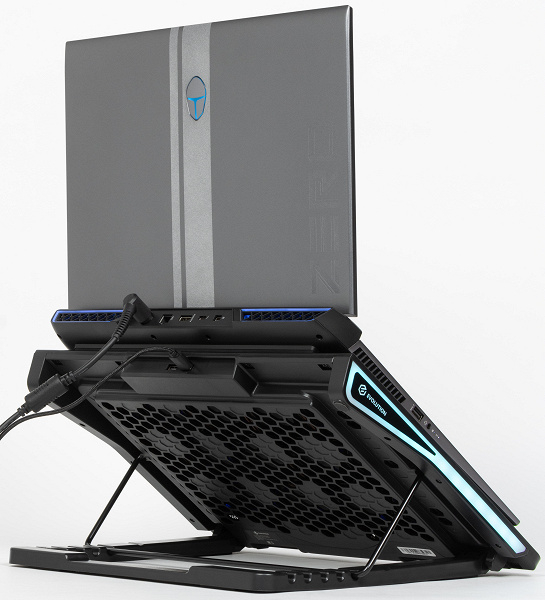 Подставка Evolution LCS-09 RGB для ноутбука до 17 дюймов, с активным охлаждением и красочной подсветкой