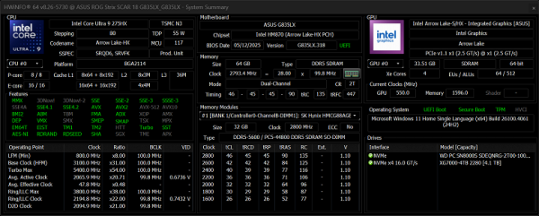 Обзор игрового ноутбука Asus ROG Strix Scar 18 G835LX с Intel Core Ultra 9 275HX и Nvidia GeForce RTX 5090 Laptop