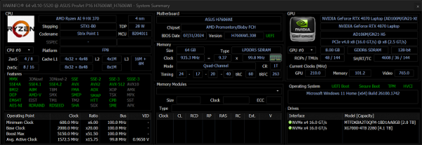Обзор ноутбука Asus ProArt P16 (H7606WI) с AMD Ryzen AI 9 HX 370 и Nvidia GeForce RTX 4070 Laptop